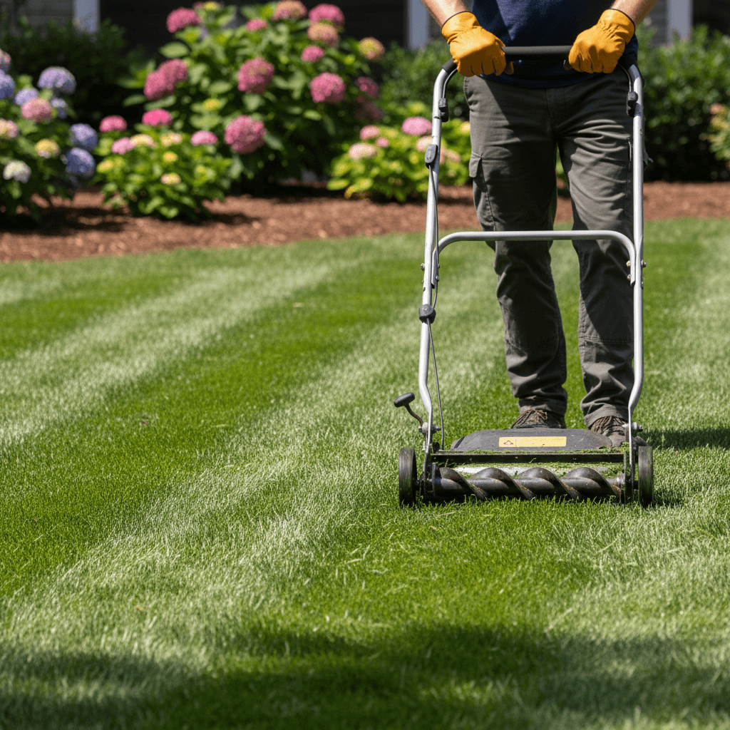 Weekly mowing service on a residential lawn