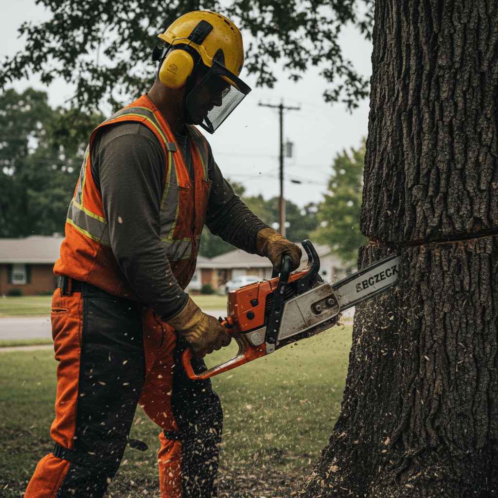 Tree trimming work removing low branches