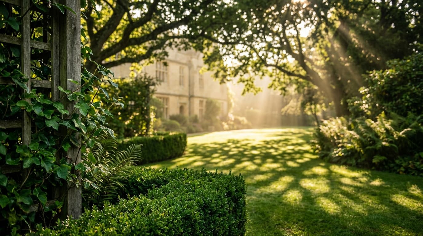 Freshly mowed lawn with clean edges and neat mulch beds